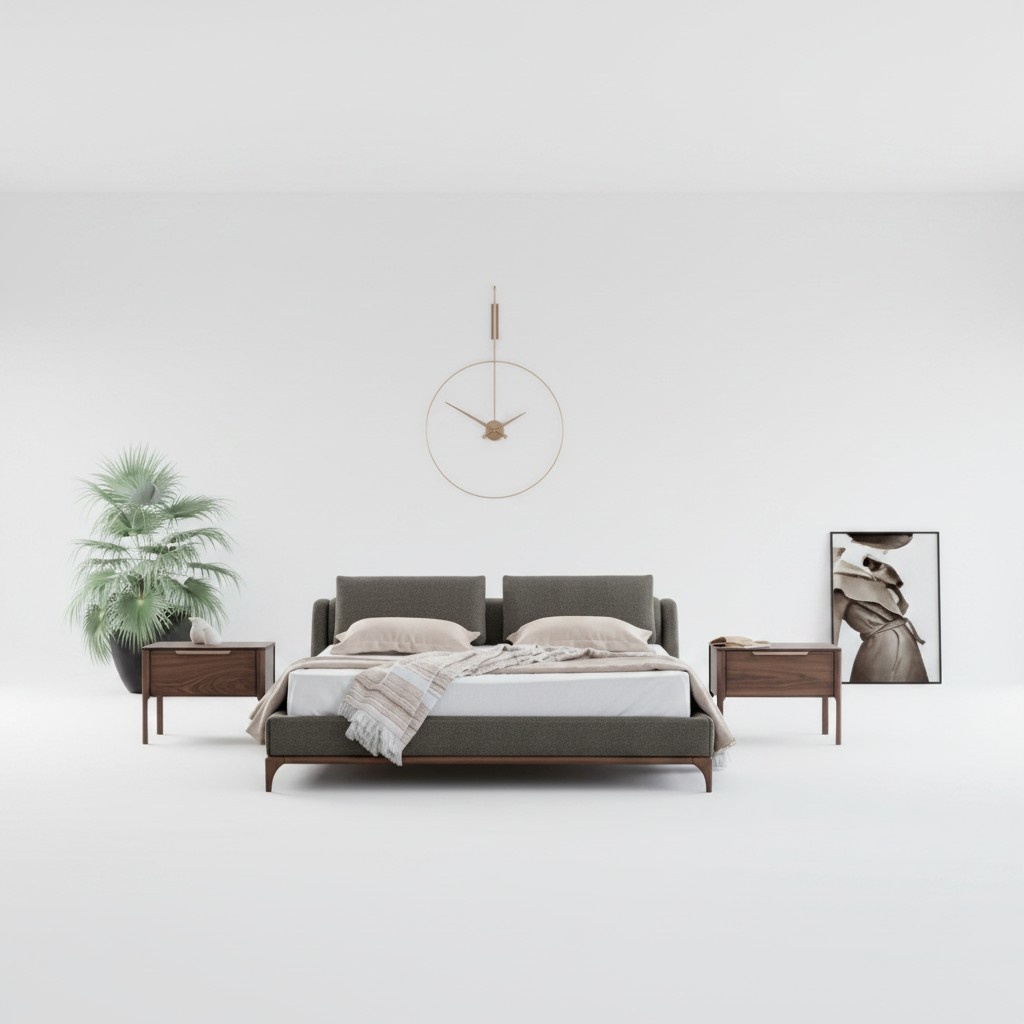 Modern design bedroom set 3-piece bed 2x bedside table 180x200