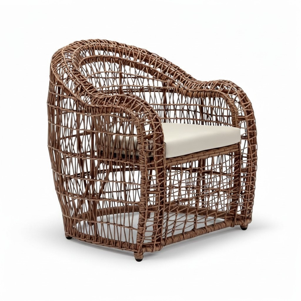 Modern Design Braun Armchair Sofa Sit Luxuriously Relax Rattan Upholstery