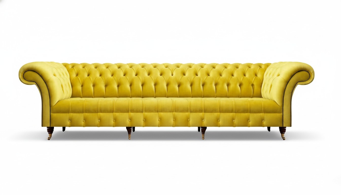 Modern design sofa four-seater couch living room textile Chesterfield furnishings