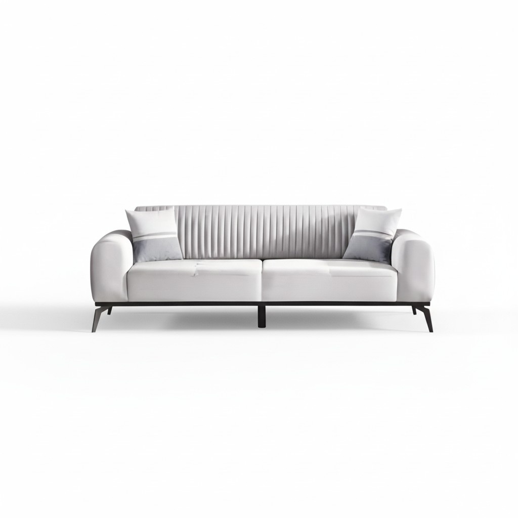 Modern Design Upholstered Gray Seat Couch 3-Seater Sofa Sofas Fabric Textile