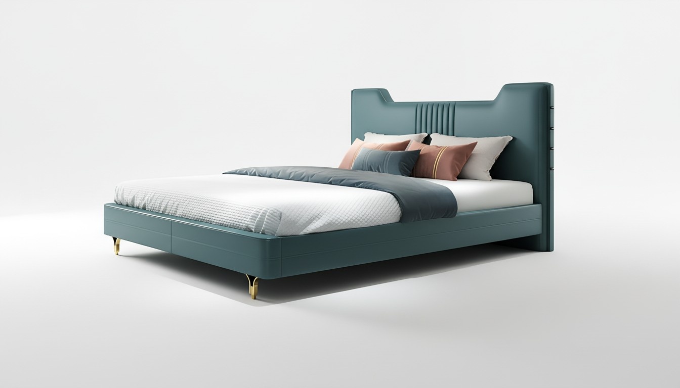 Modern wooden designer bed Noble furniture Double beds New bedroom upholstery