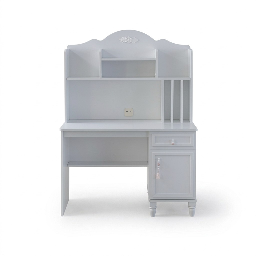 Modern Desk Shelves Computer Desk Wooden White Children\'s Room Table