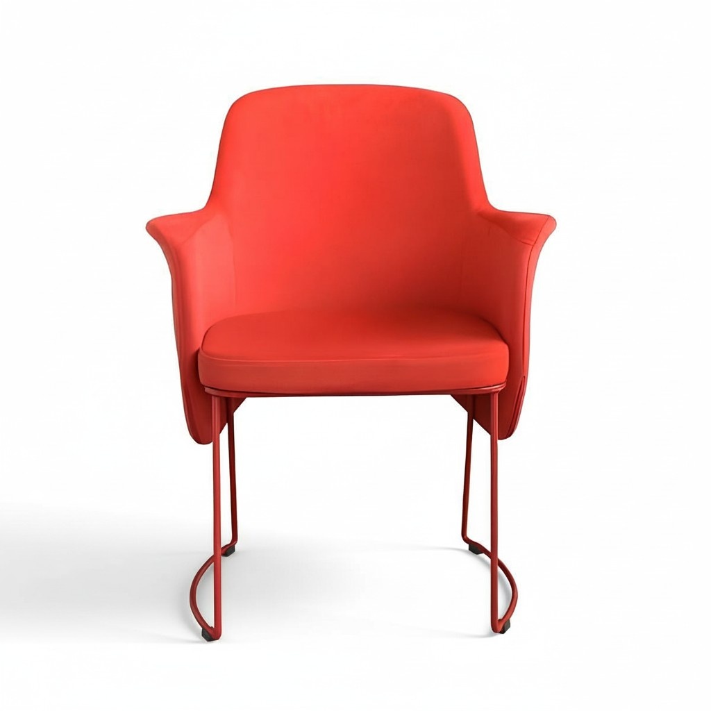 Modern dining room chair kitchen chair armchair seater fabric modern wood red