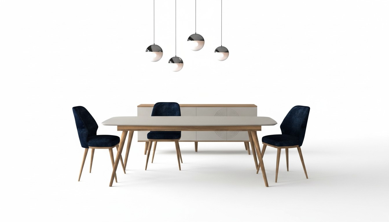 Modern dining room furniture set, including dining table, sideboard, 6 pieces.