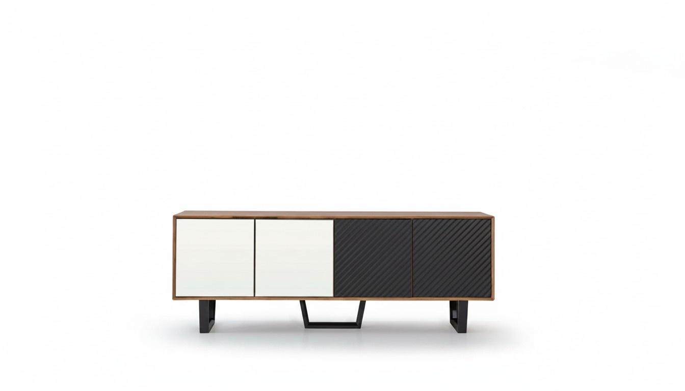 Modern dining room set consists of 4 pieces. Sideboard with 3x mirrors novelty