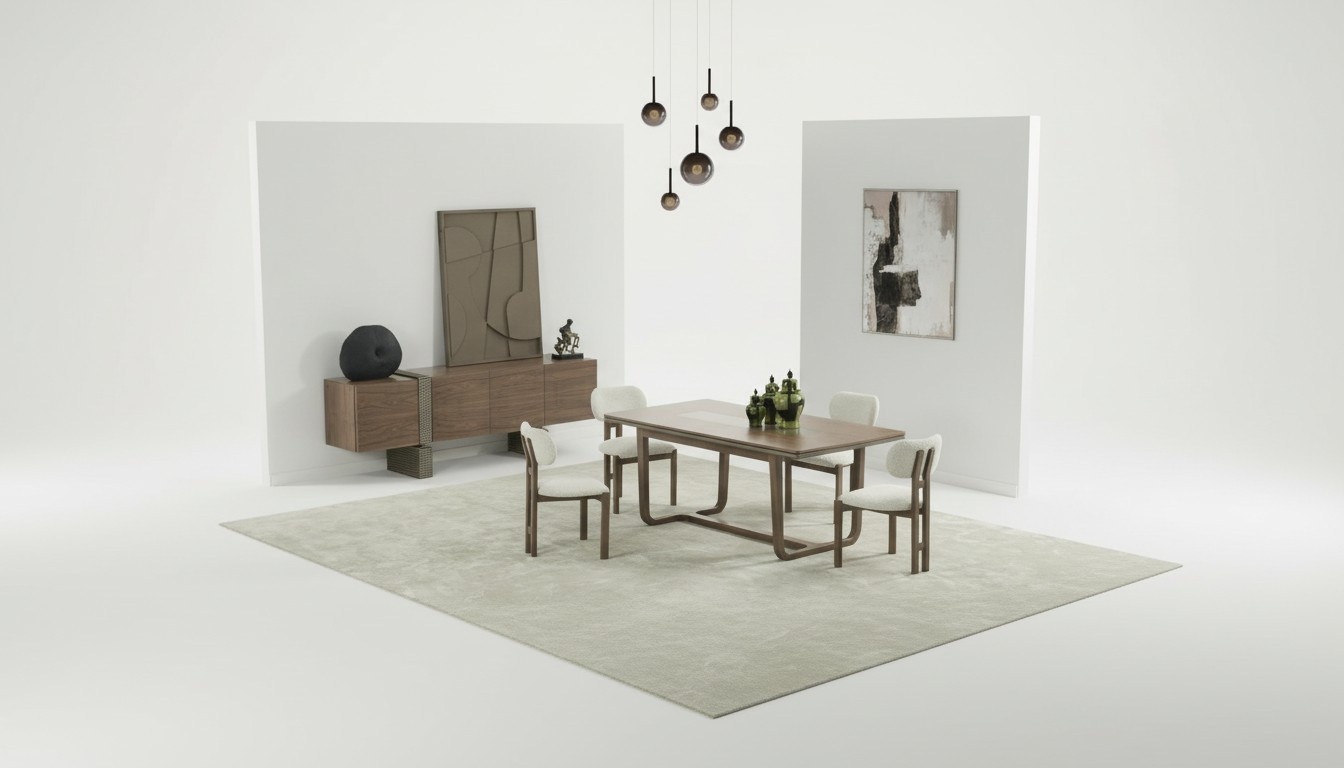 Modern dining room set designer dining table upholstered 6x chairs 8-piece set