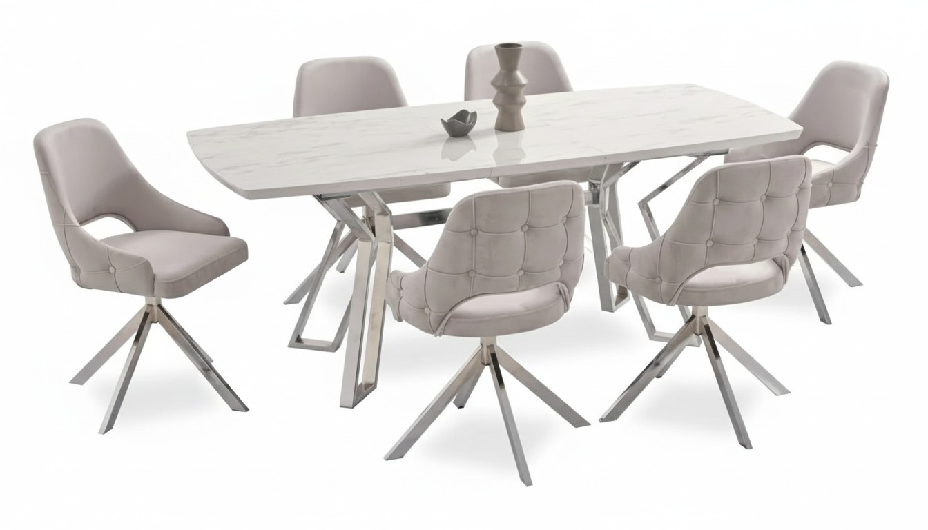 Modern dining table 6x chairs designer luxury dining room furniture dining set