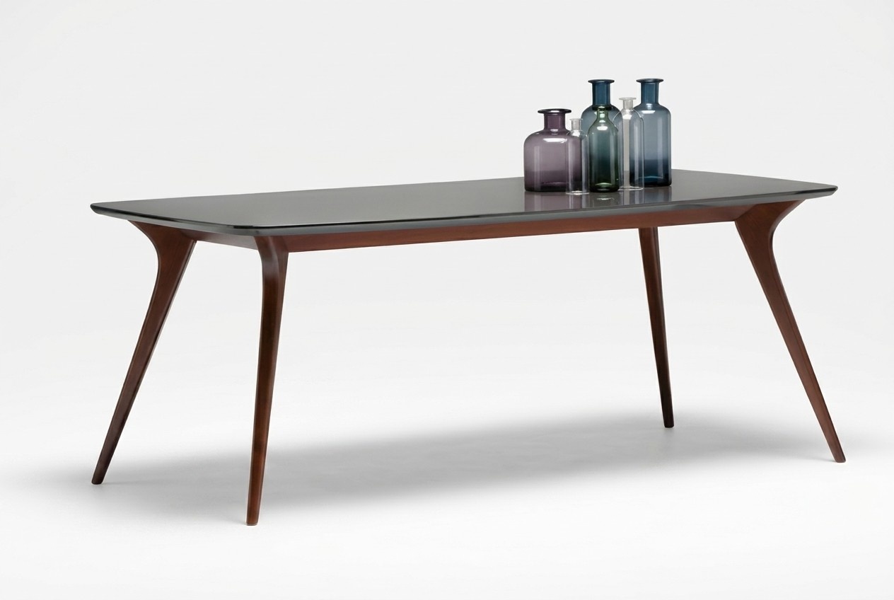 Modern wooden dining table in warm brown