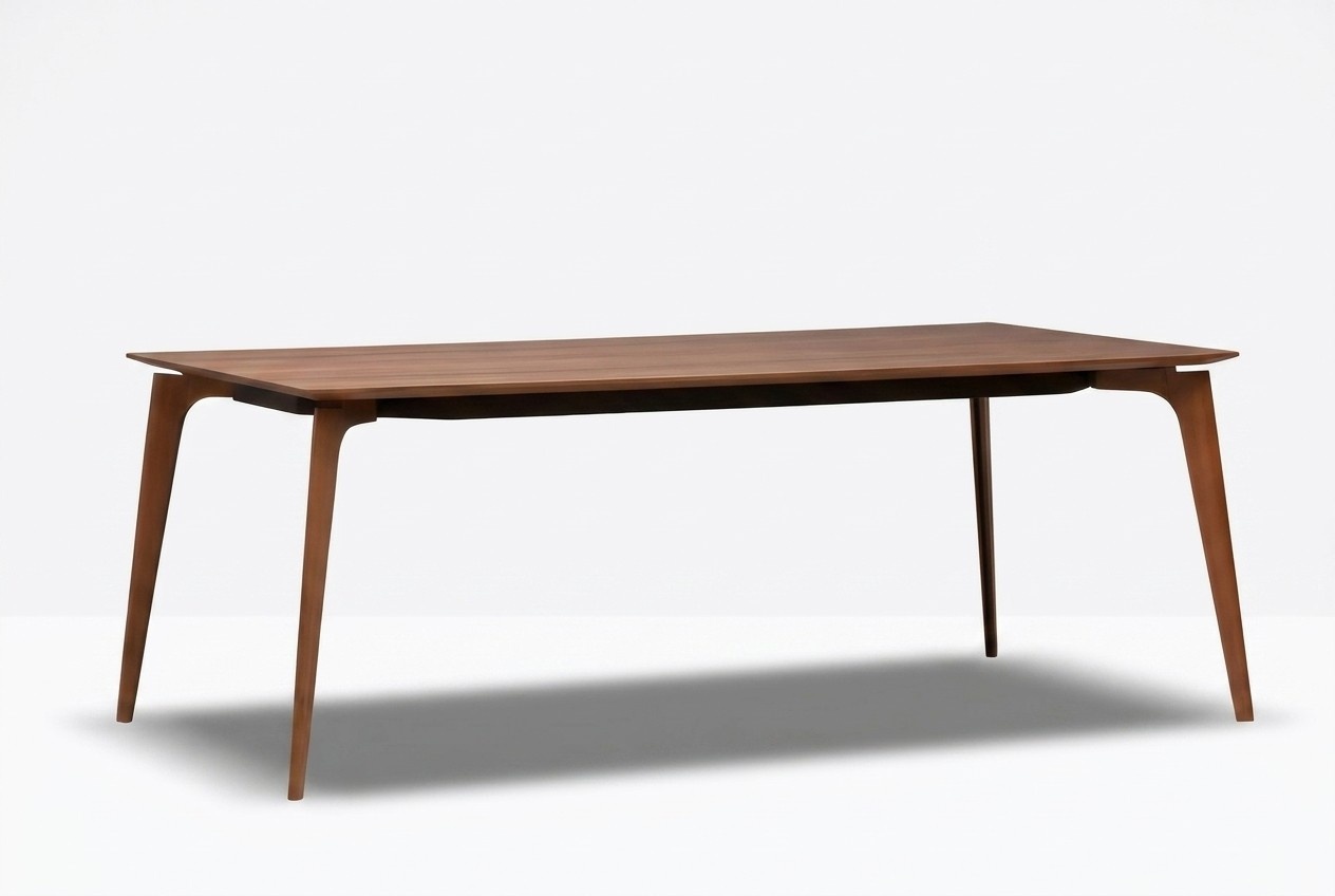 Modern wooden dining table in brown for cozy dining rooms.