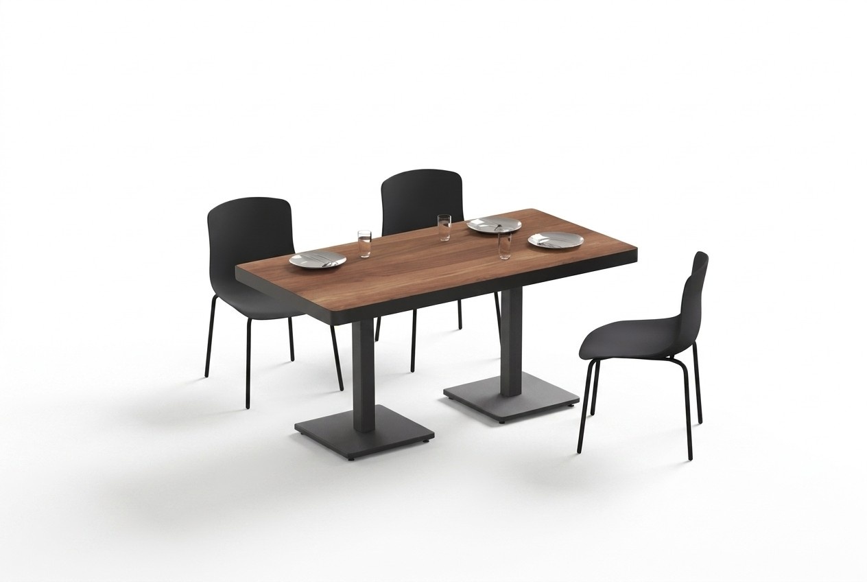 Modern dining table solid wood furniture dining room furniture brown stainless steel furniture
