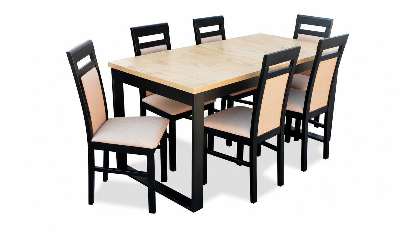 Modern dining table table wood dining room set 6x chairs set 7-piece set