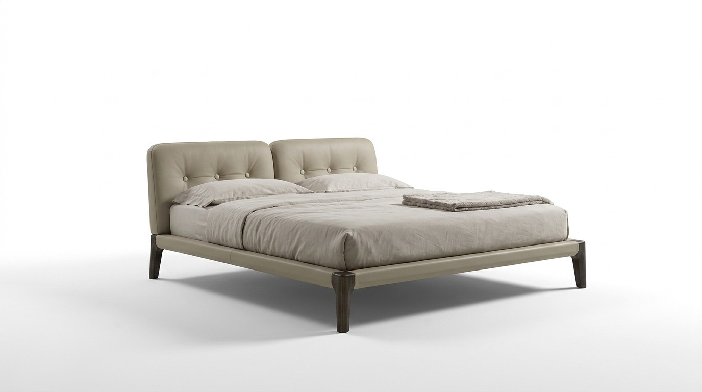 Modern double bed bedroom beige bed furniture wood design beds Prianera