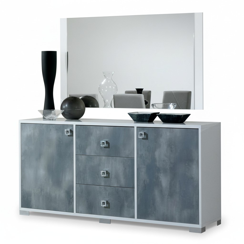 Modern Chests of Drawers 2pcs Set Style Modern Chest of Drawers + Mirror Italian Furniture