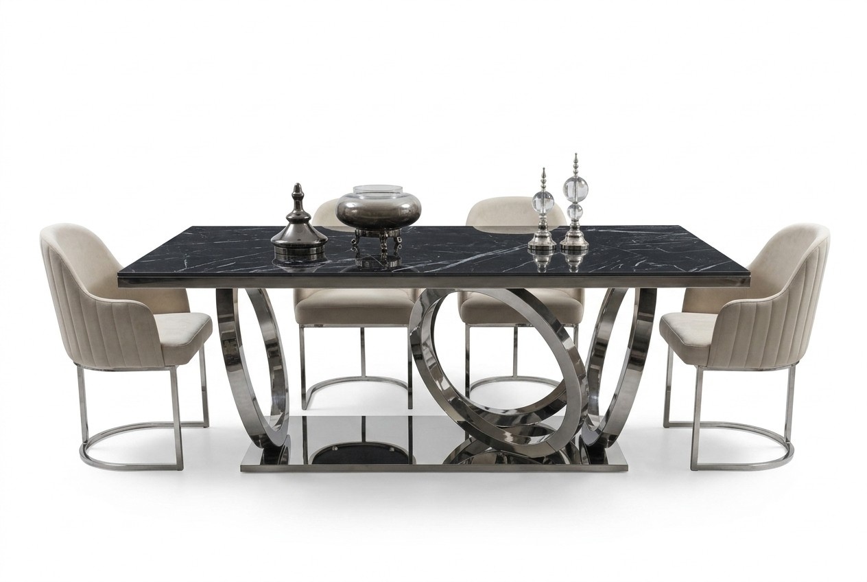 Modern furnishing set luxury furniture dining table new 4х chairs design sideboard