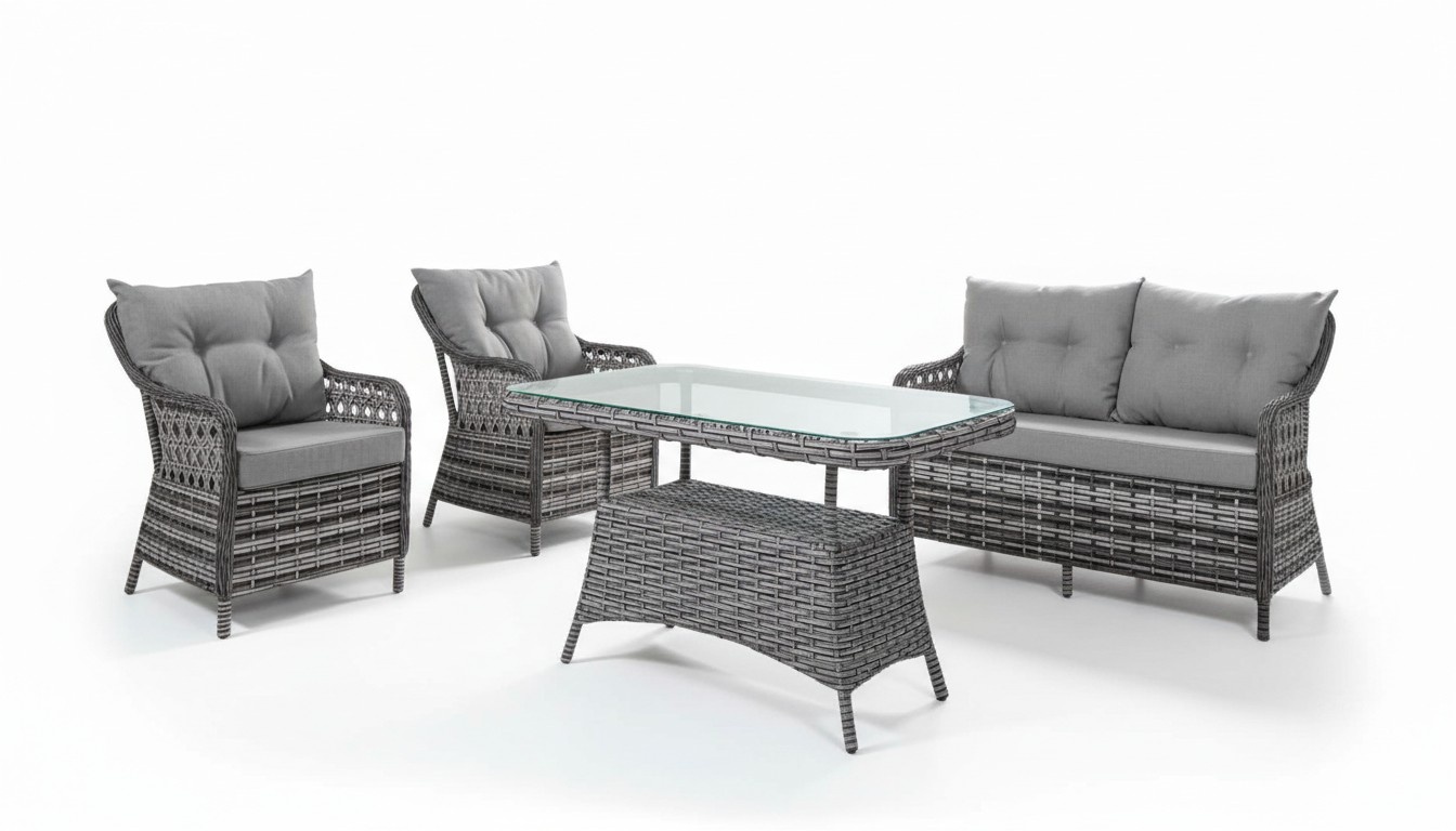 Modern garden furniture luxury sofa set table stool armchair seating group