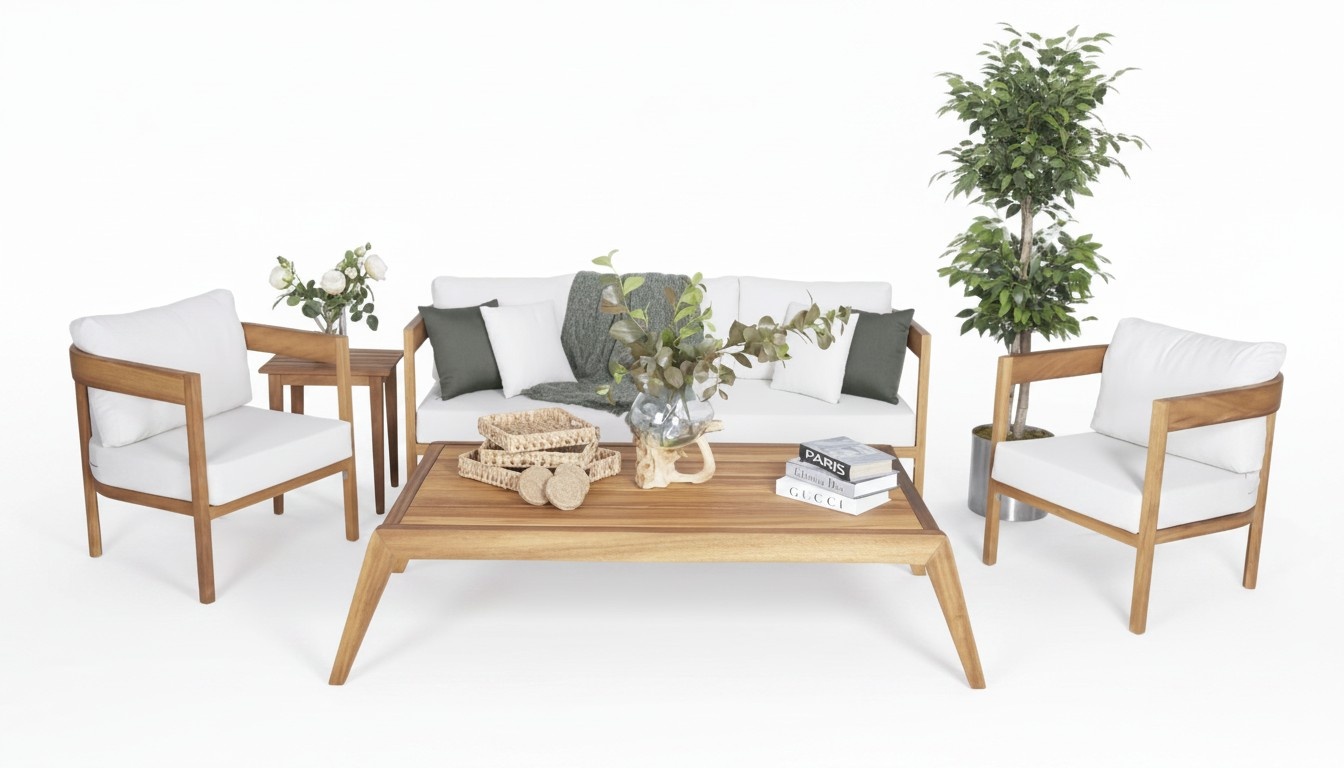 Modern garden furniture set 4-piece sofa group coffee table armchair seating group