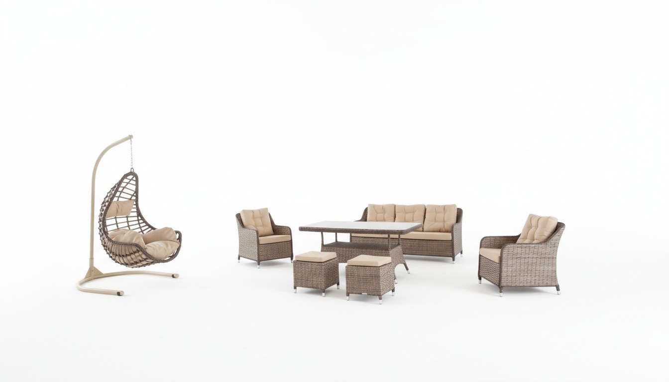 Modern garden furniture table armchair stool veranda sofa set 6 pcs. new
