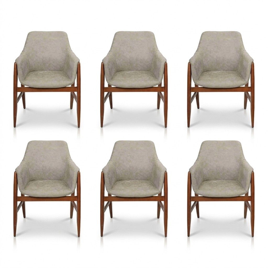 Modern grey dining chair 6x chairs kitchen chair armchair wood fabric