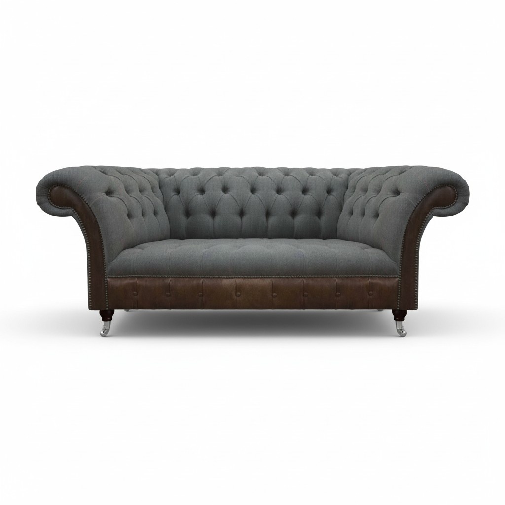 Modern Gray Chesterfield Upholstered Sofa Designer Luxurious Three-Seater