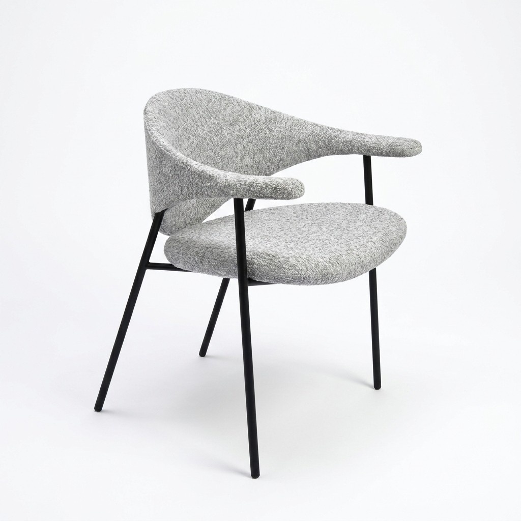 Modern grey dining room chair single seater with armrests upholstered chairs