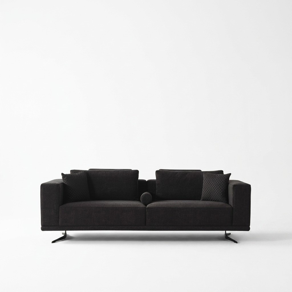 Modern gray fabric sofa for the living room.