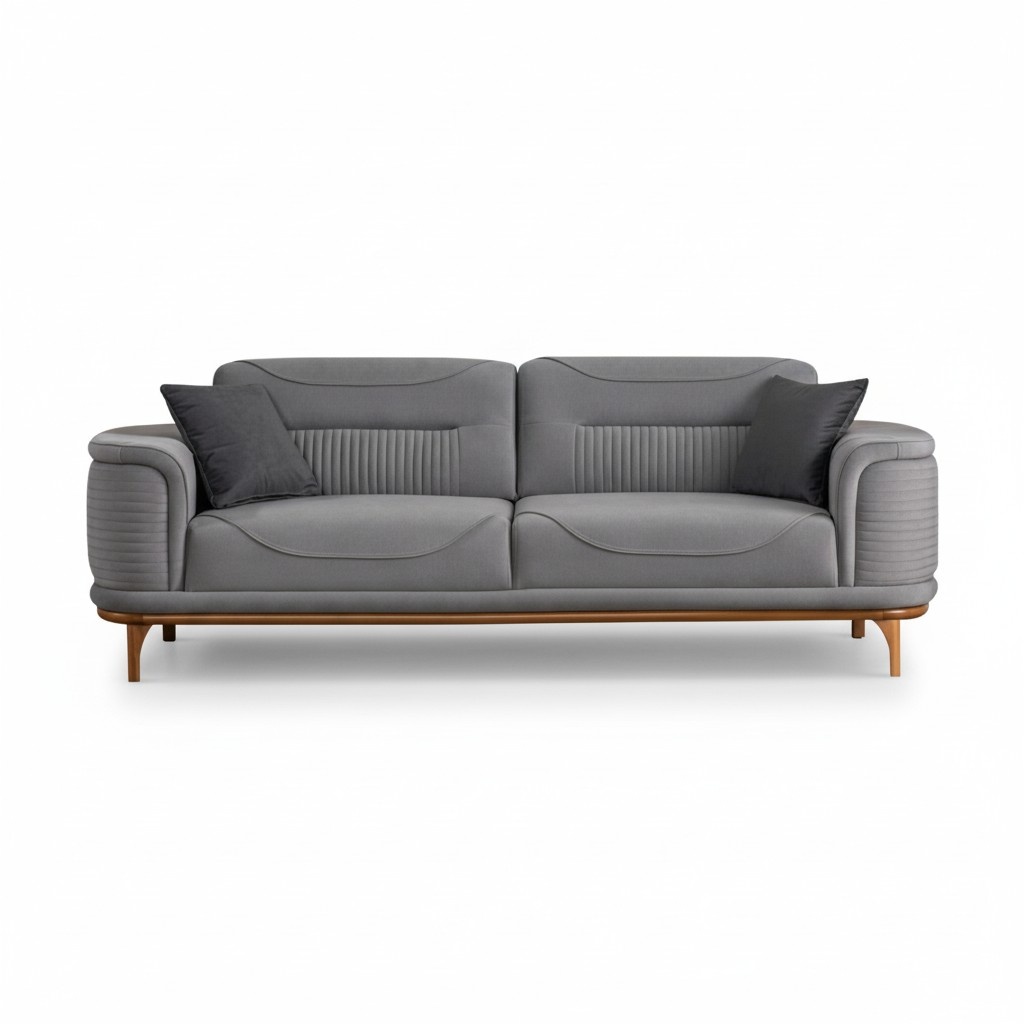 Modern Grey Sofa High Quality Textile for a Living Room