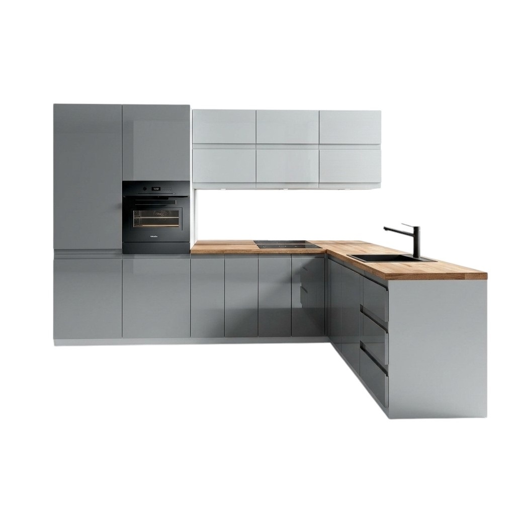Modern Kitchen L Line Kitchen Cabinet Design Furniture Made to Measure Kitchen Unit Grey