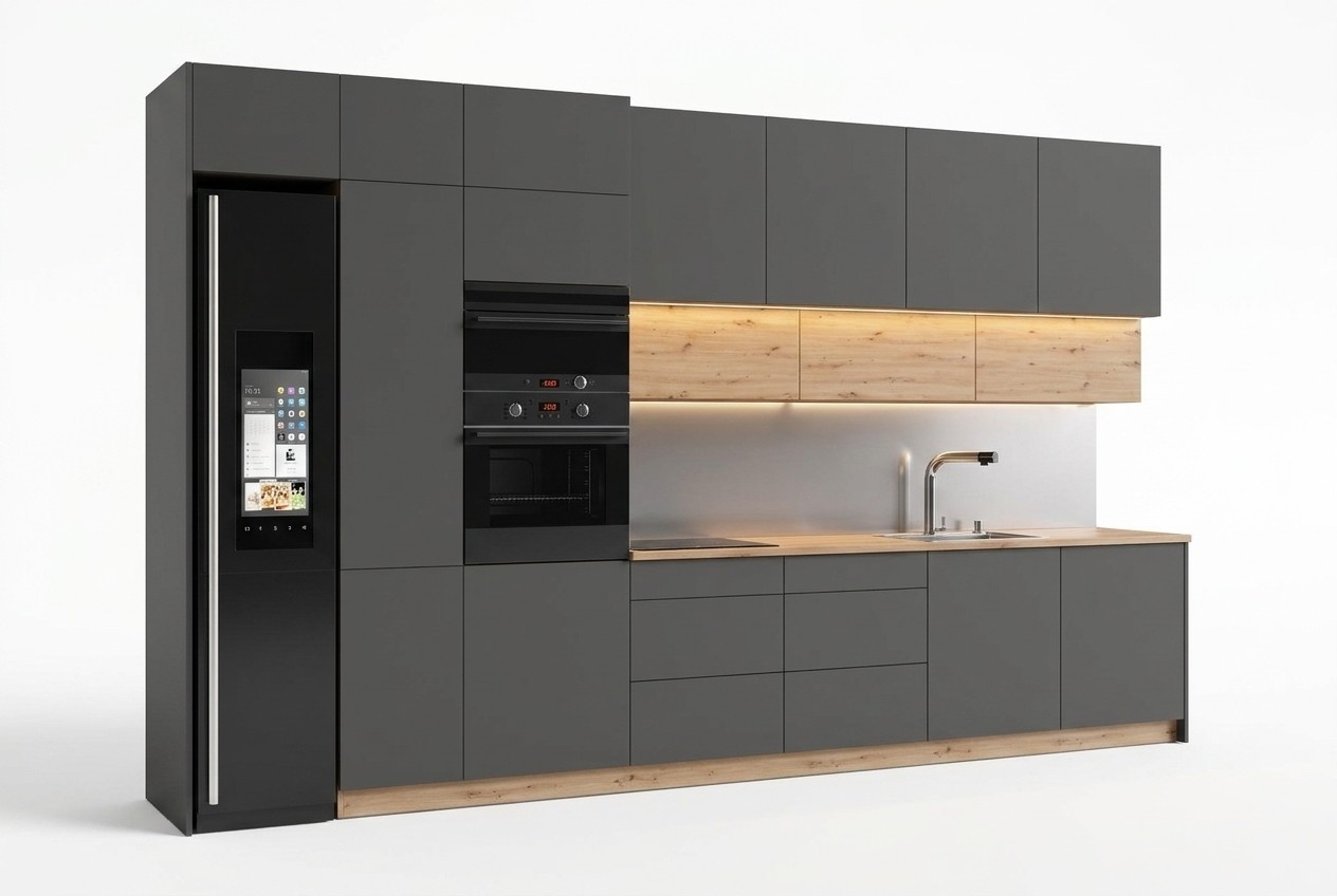 Modern Kitchen Line Kitchen Cabinet Design Furniture Made to Measure Kitchen Unit Grey