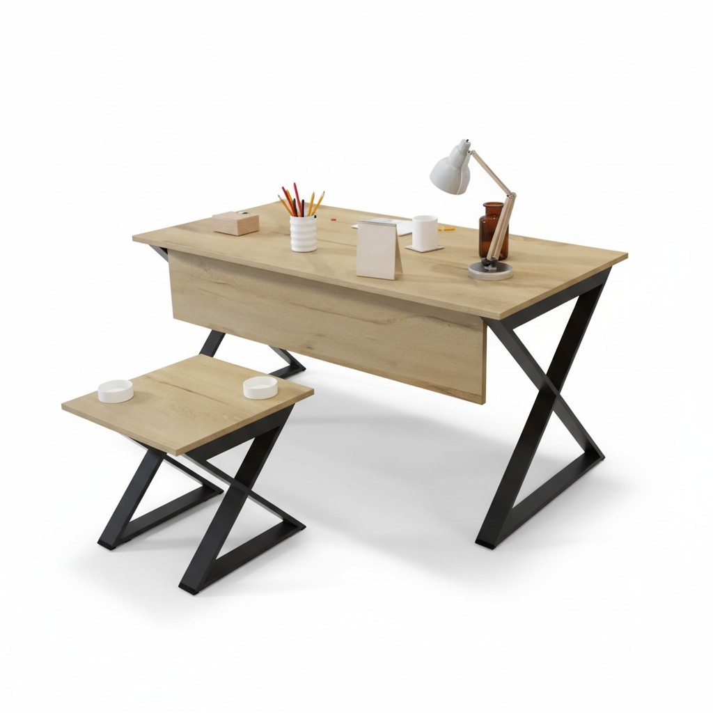 Modern light brown wooden desk Office furniture Designer desk