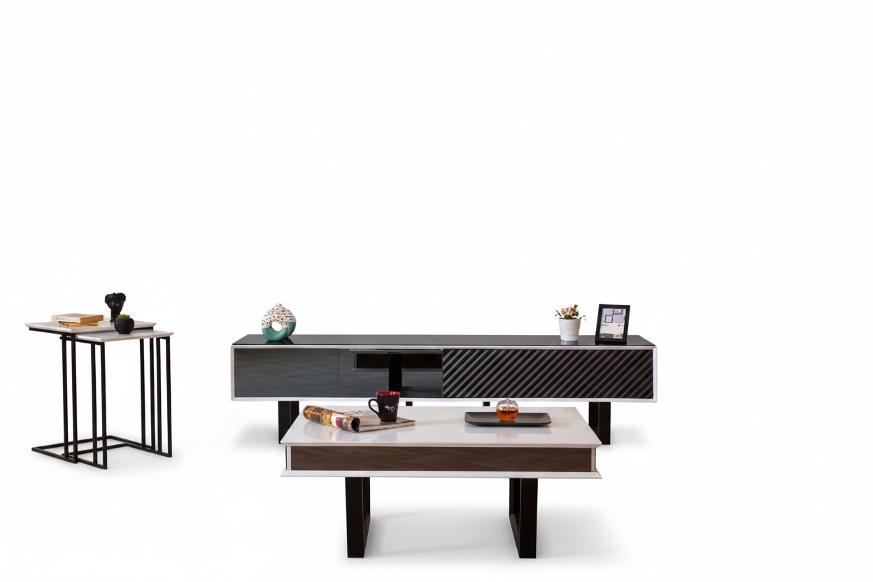 Modern living room set 6 pieces TV stand design wall cabinet wooden furnishings