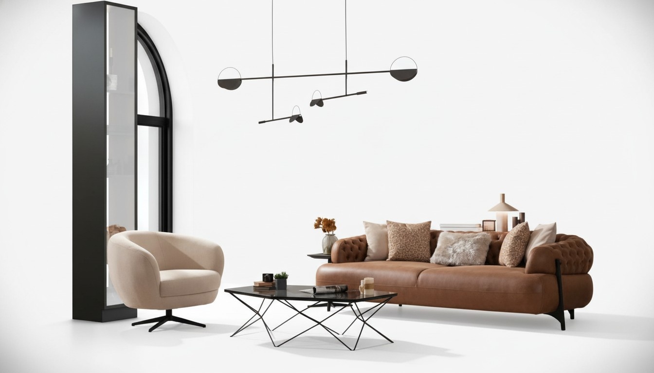 Modern living room sofa set designer three-seater elegant armchair 2-piece