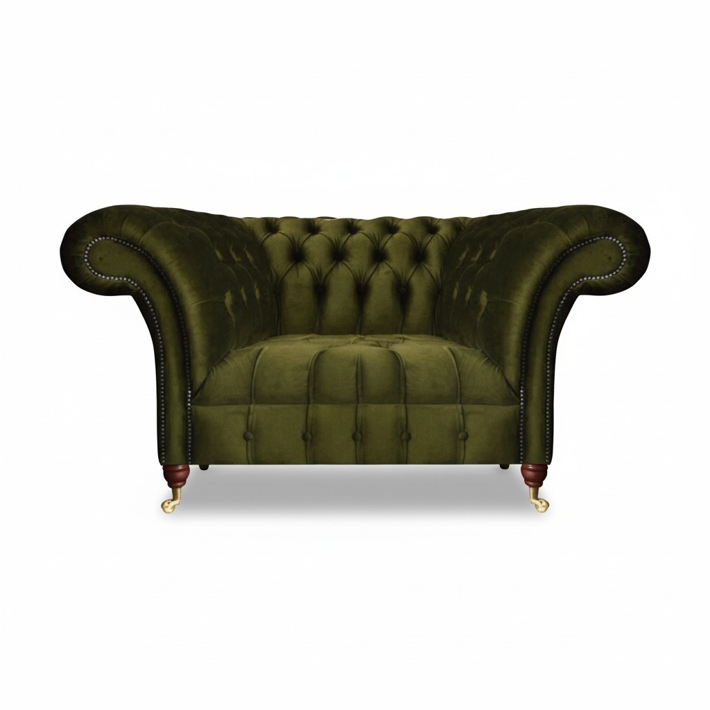 Modern luxury armchair green chesterfield furnishings living room upholstered armchair