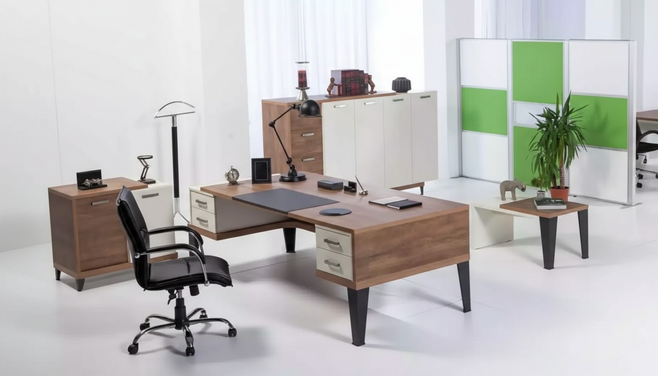 Modern office furniture set desk coffee table filing cabinet chest of drawers 4-piece.