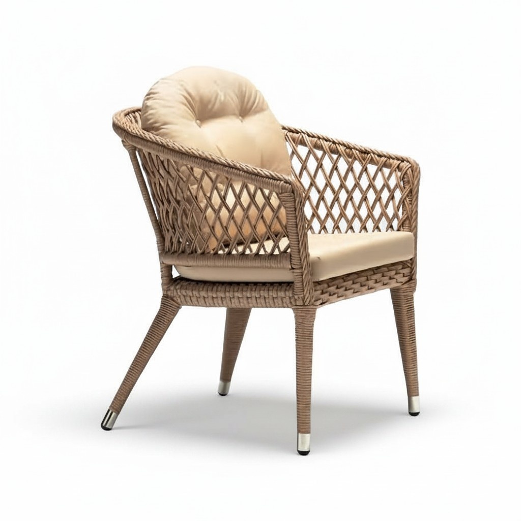 Modern rattan armchair 1 seater stylish beige terrace luxury design furniture