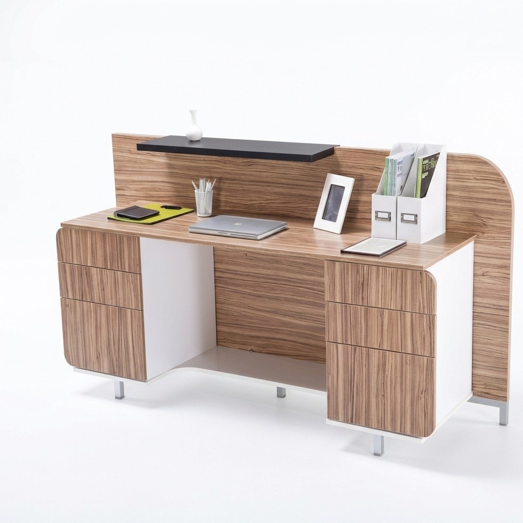 Modern reception desk Luxury office wooden furniture brown reception Stylish