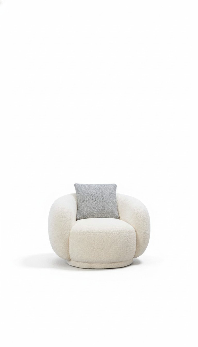 Modern Round Armchair Beige Lounge Furniture Club Furnishings Design Armchair
