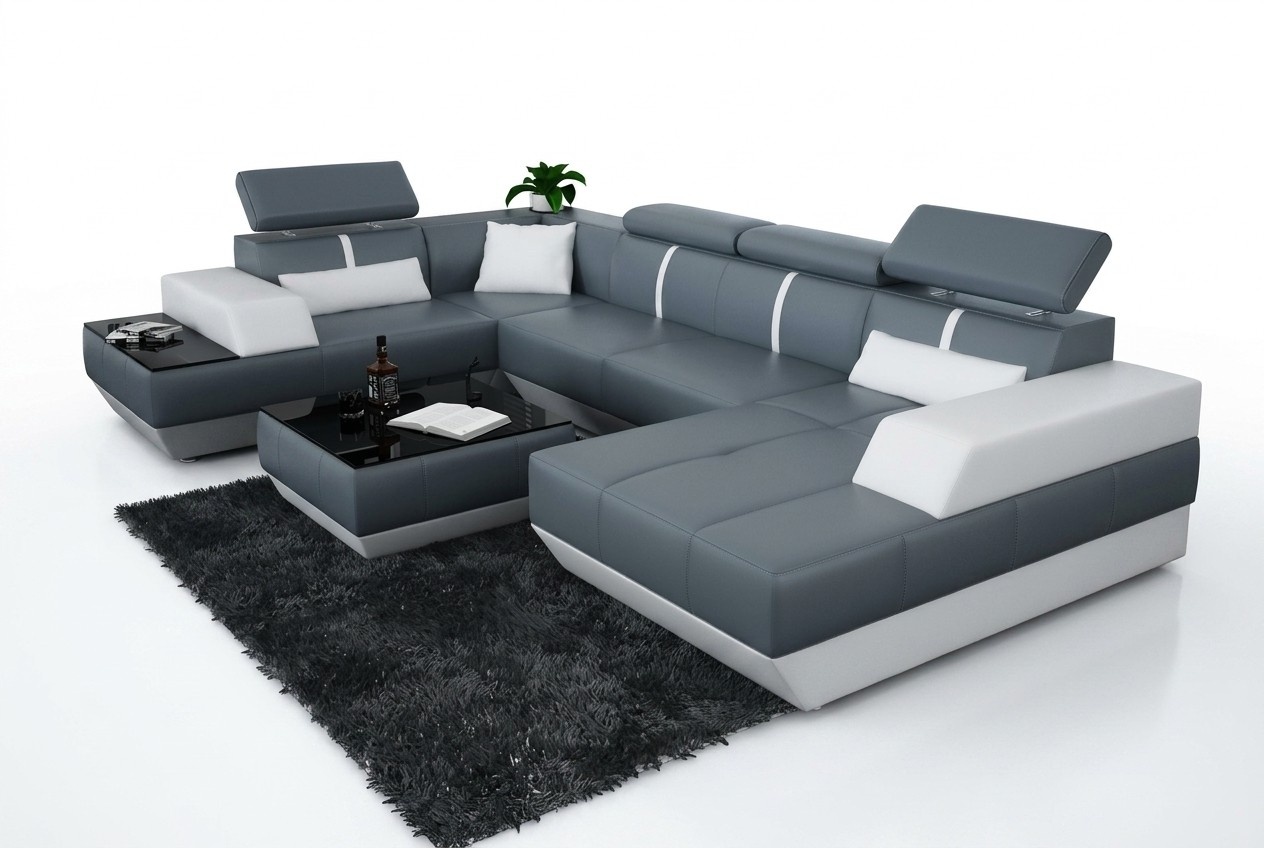 3-Seater Leather Sofa Couch Upholstery Set Modern Sofas