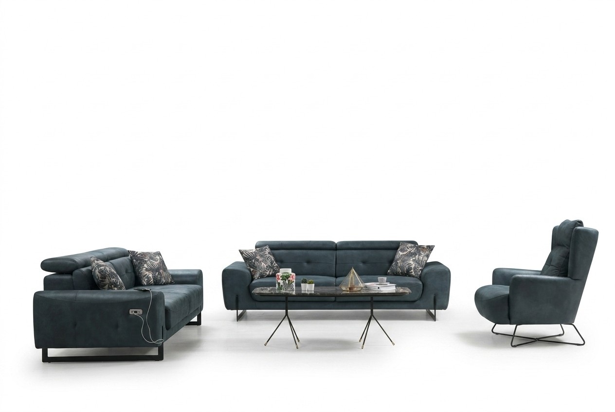 Modern Set 3-piece living room sofa set designer seating furniture upholstered armchair new