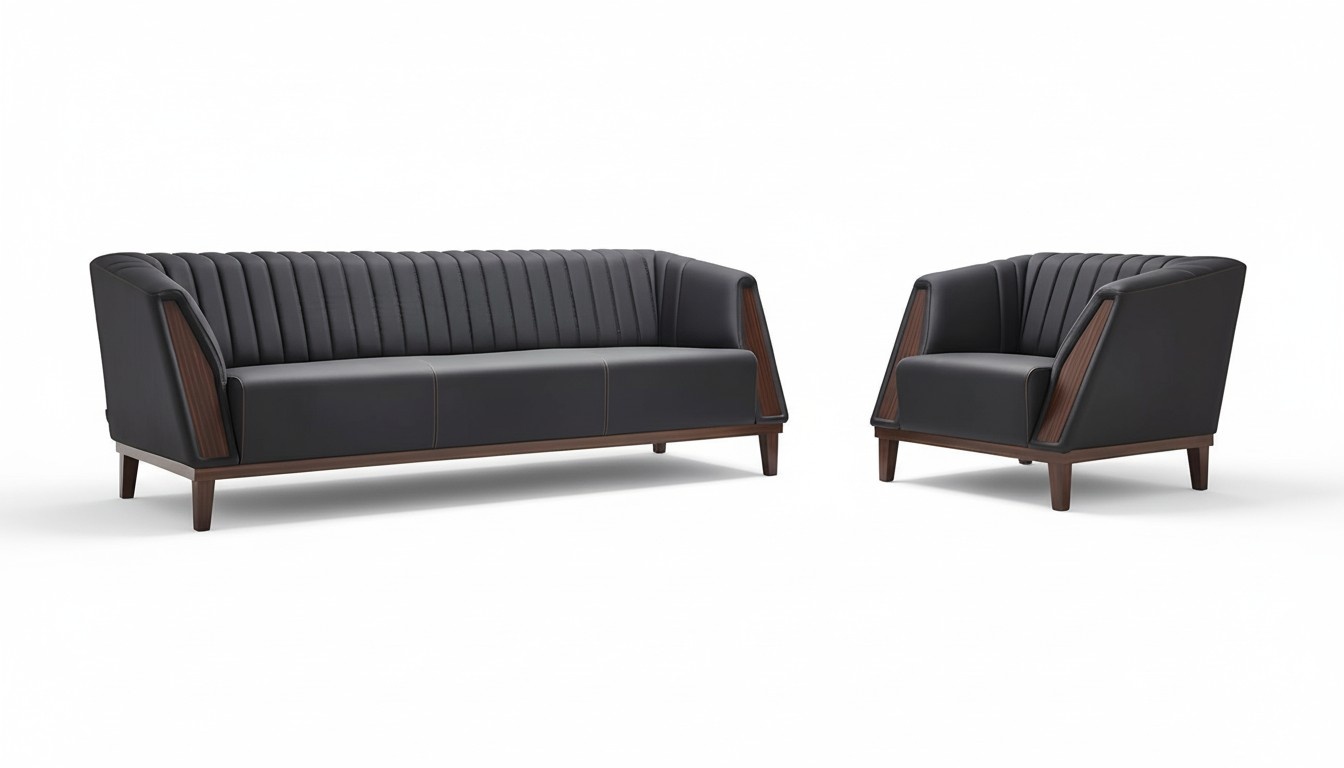 Modern set 3-seater sofas leather armchair 1-seater luxury upholstered office furniture