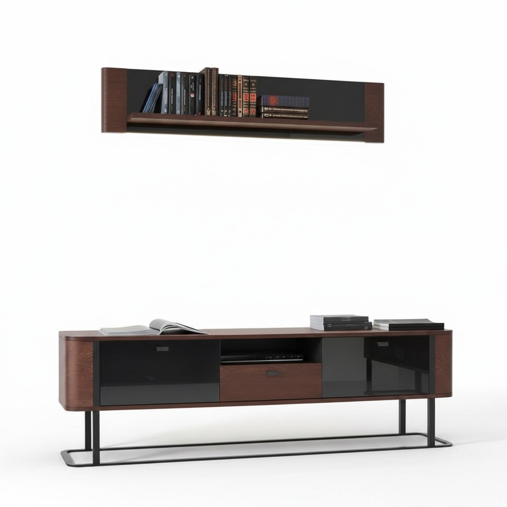 Modern Set TV-lowboard Complete Wall Shelf Living Room Furniture
