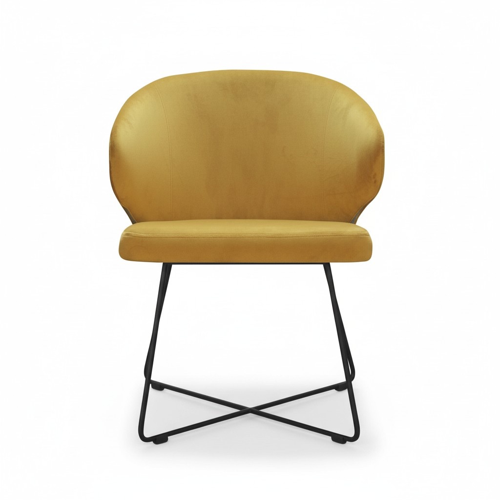 Modern Armchairs Group 8 Chair Set Yellow Upholstery Armrest Design