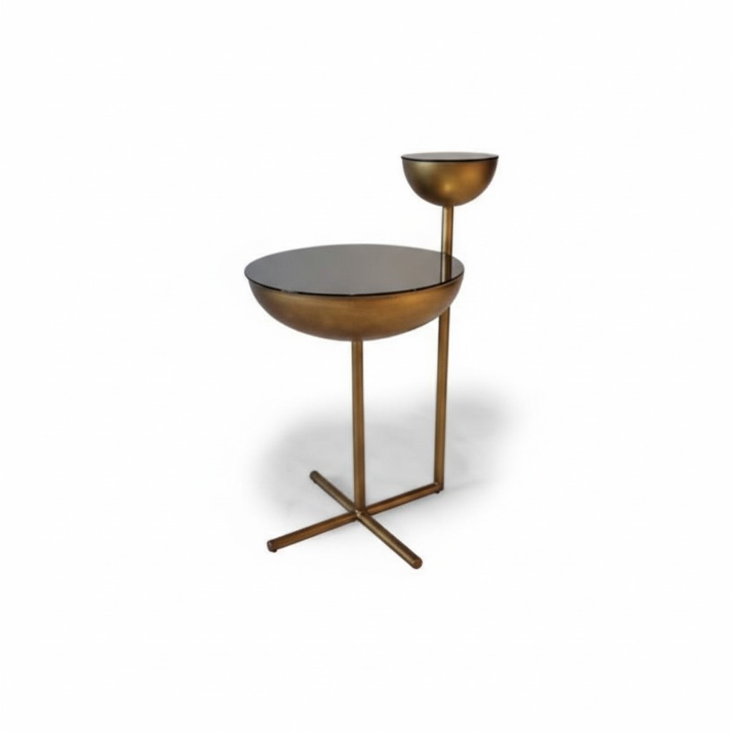 Modern side table with glass top Designer round coffee table style