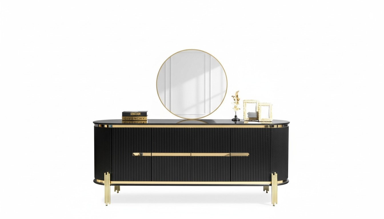 Modern sideboard Stainless steel furniture Sideboard Chest of drawers Cabinet Black New