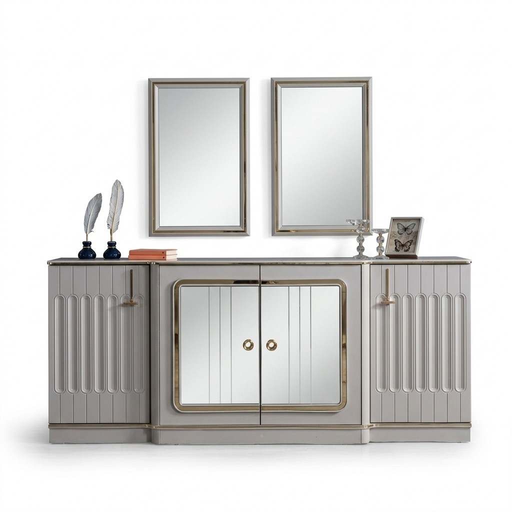 Modern sideboard with 2x mirrors Designer luxury living room furniture