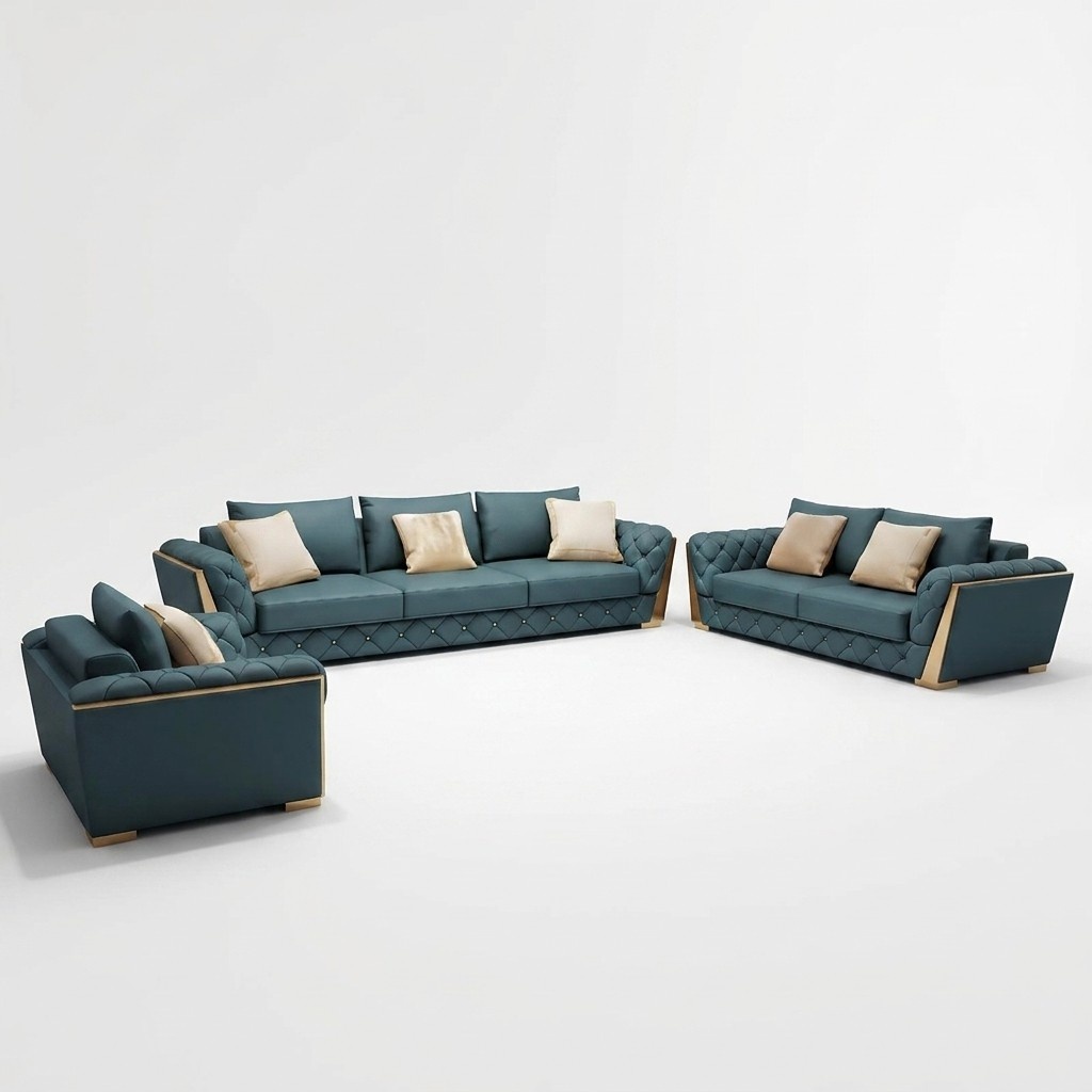 Modern Sofa 3 Seater Living Landscape Designer Couches Seat Upholstery New Leather Sofa