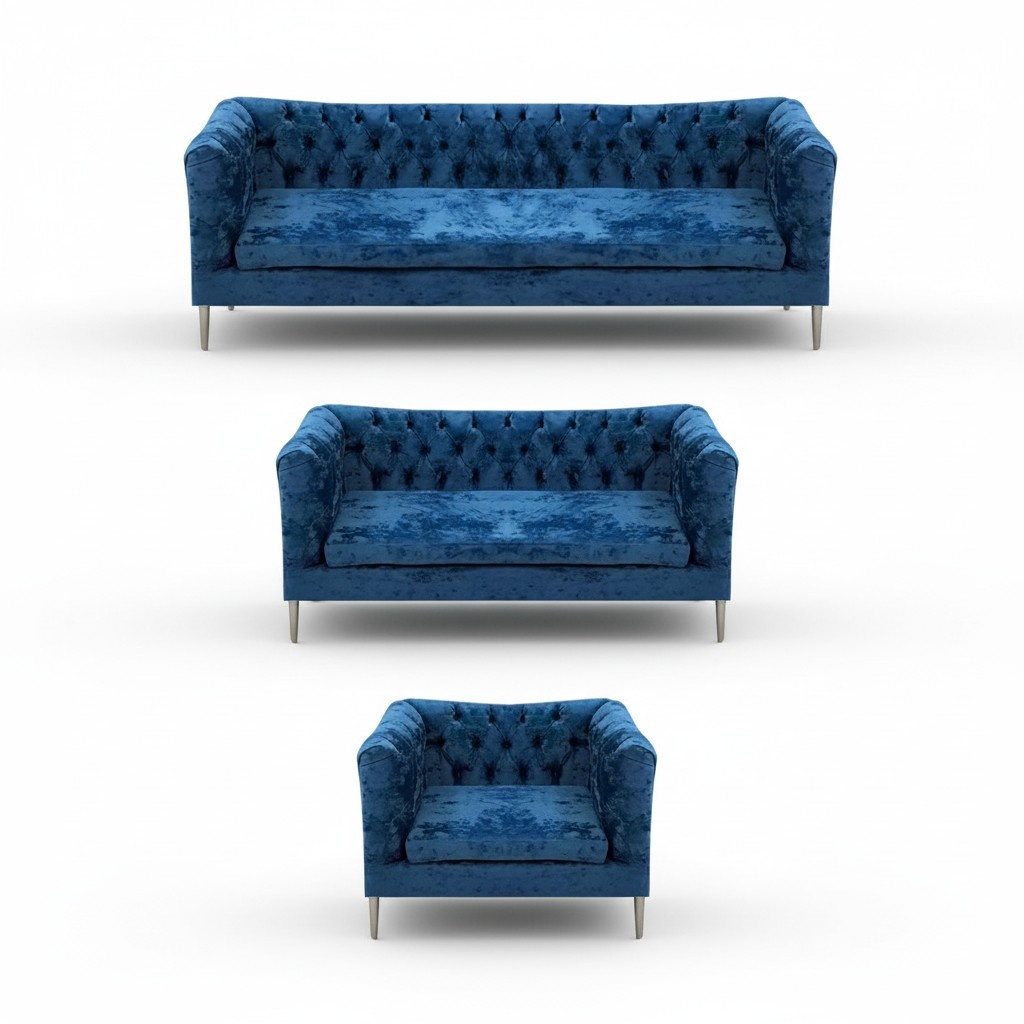 Modern sofa set 2x sofas couches upholstered seat armchair living room Chesterfield