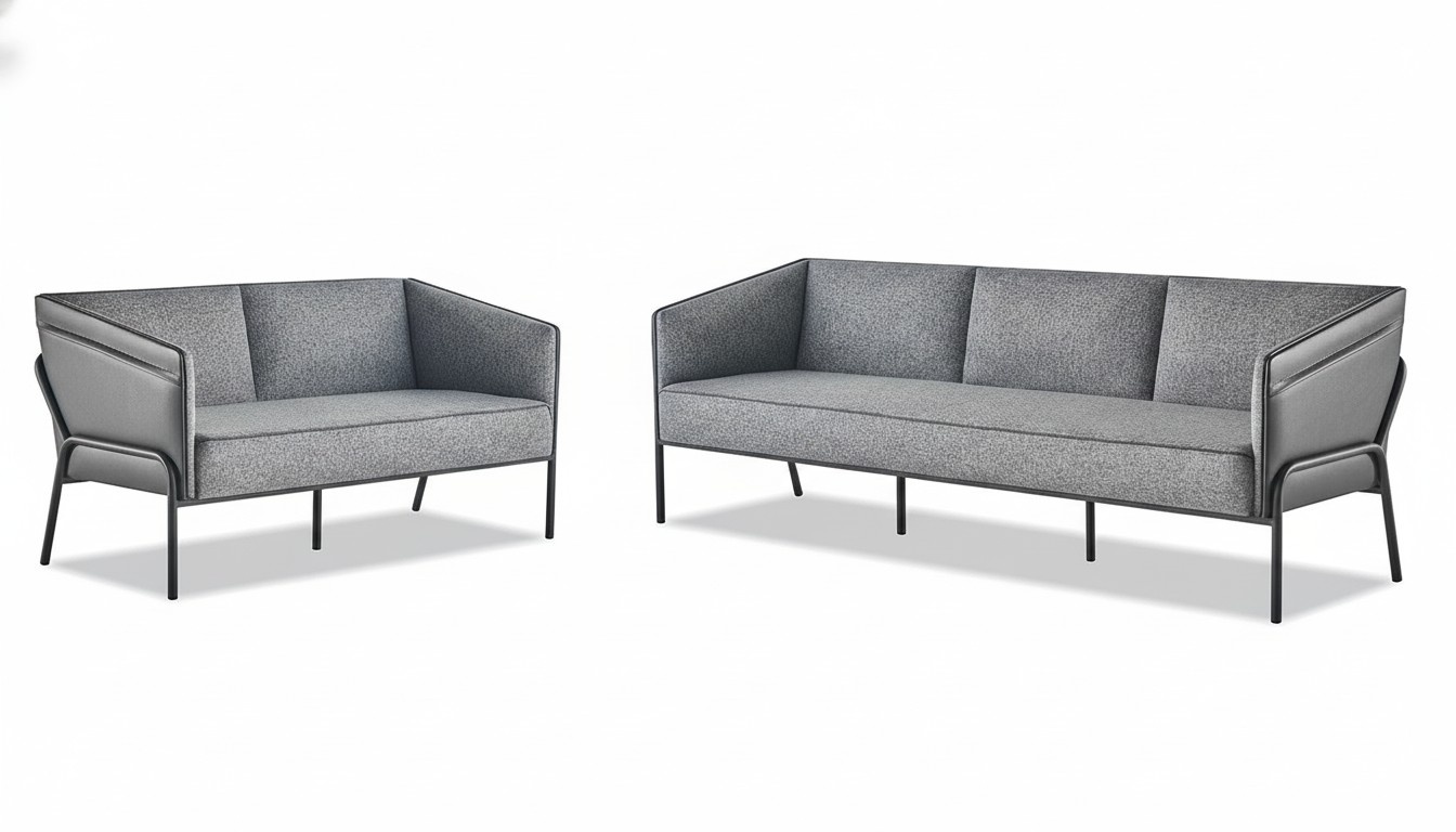 Modern Sofa Set 3-Seater 2-Seater Gray Fabric Leather Stainless Steel Couch