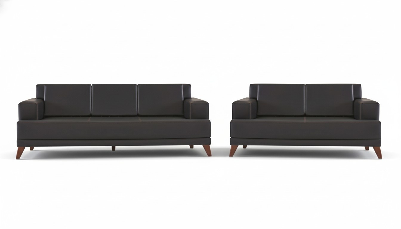 Modern Sofa Set Leather Sofas Black 3-Seater 2-Seater Cushions