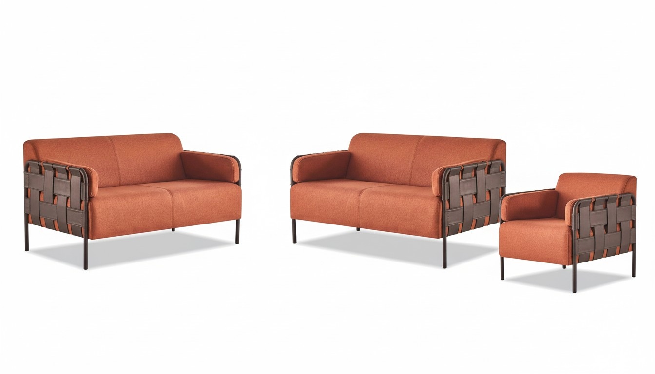 Modern sofas 2-seater armchair orange sofa set leather sofas textile complete