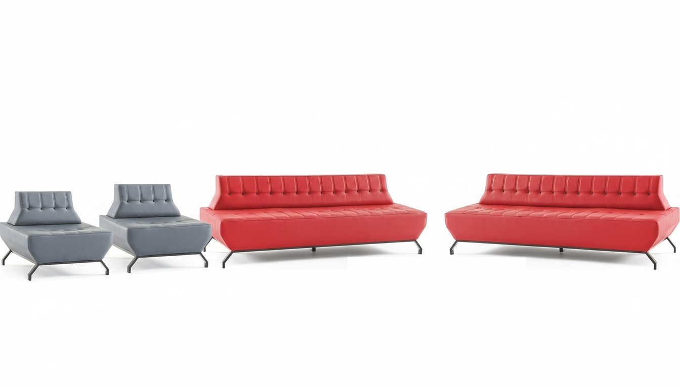 Modern Sofa Set Red 3-Seater Gray Armchair Chesterfield Chesterfield